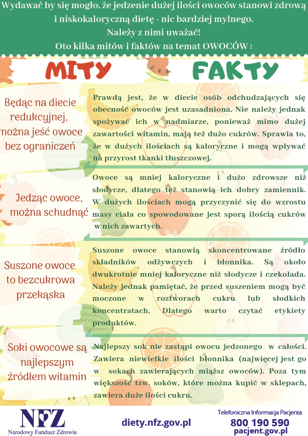 Ulotka na temat otyłości - fakty i mity na temat zdrowego odżywiania